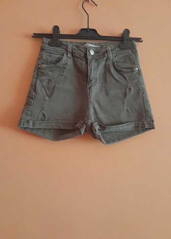 Haki Kadın Kot Mini Şort