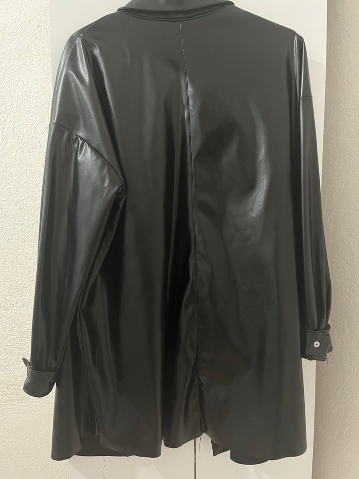 Siyah Deri gömlek - Görsel 3