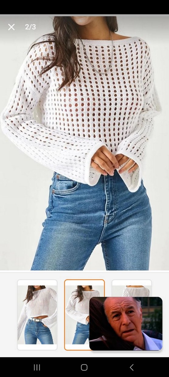 Beyaz Kemerli Örgü Triko - Görsel 3