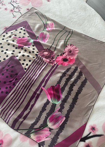 Pembe Gri Desenli Bohem Kadın Eşarp ARMİNE - Görsel 2