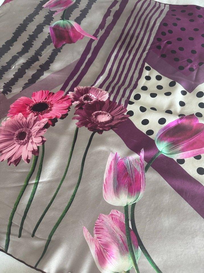 Pembe Gri Desenli Bohem Kadın Eşarp ARMİNE - Görsel 5