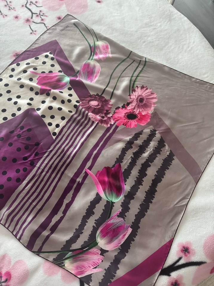 Pembe Gri Desenli Bohem Kadın Eşarp ARMİNE - Görsel 2