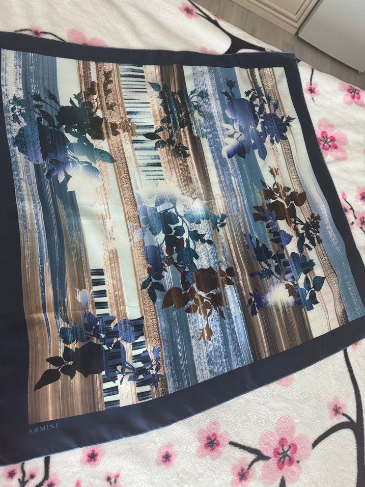 ARMİNE Bohem Stil Mavi Kadın Eşarp - Görsel 2