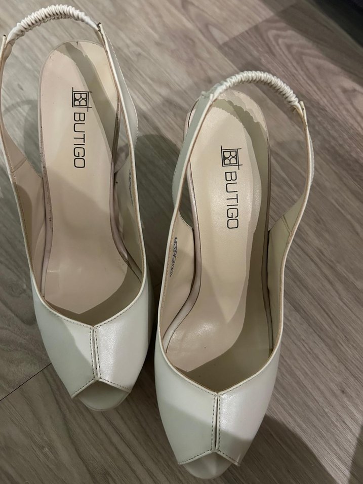 Beyaz Platform Topuklu  Abiye Ayakkabı - Görsel 2