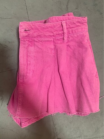 m Beden Bershka pembe kot mini şort etek