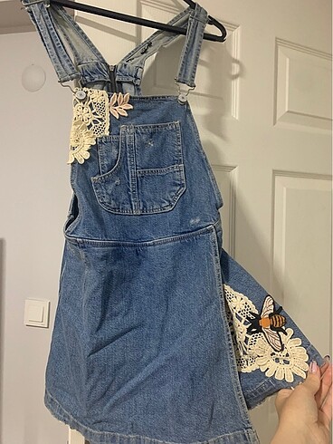 s Beden Zara trf denim vintage şort etekli small beden salopet