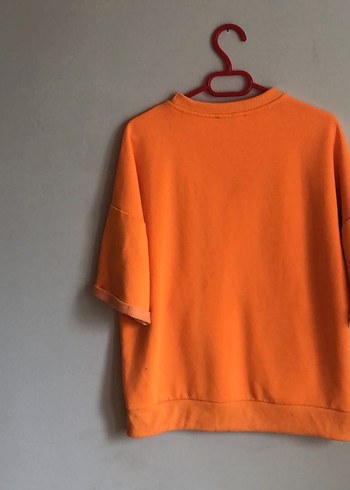 Diğer Turuncu MIAMI Baskılı Kısa Kollu Sweatshirt