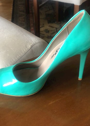 Parlak Turkuaz Stiletto Topuklu Kadın Ayakkabı - Görsel 2