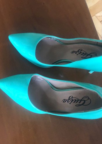 Parlak Turkuaz Stiletto Topuklu Kadın Ayakkabı - Görsel 6