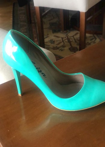 Parlak Turkuaz Stiletto Topuklu Kadın Ayakkabı - Görsel 3
