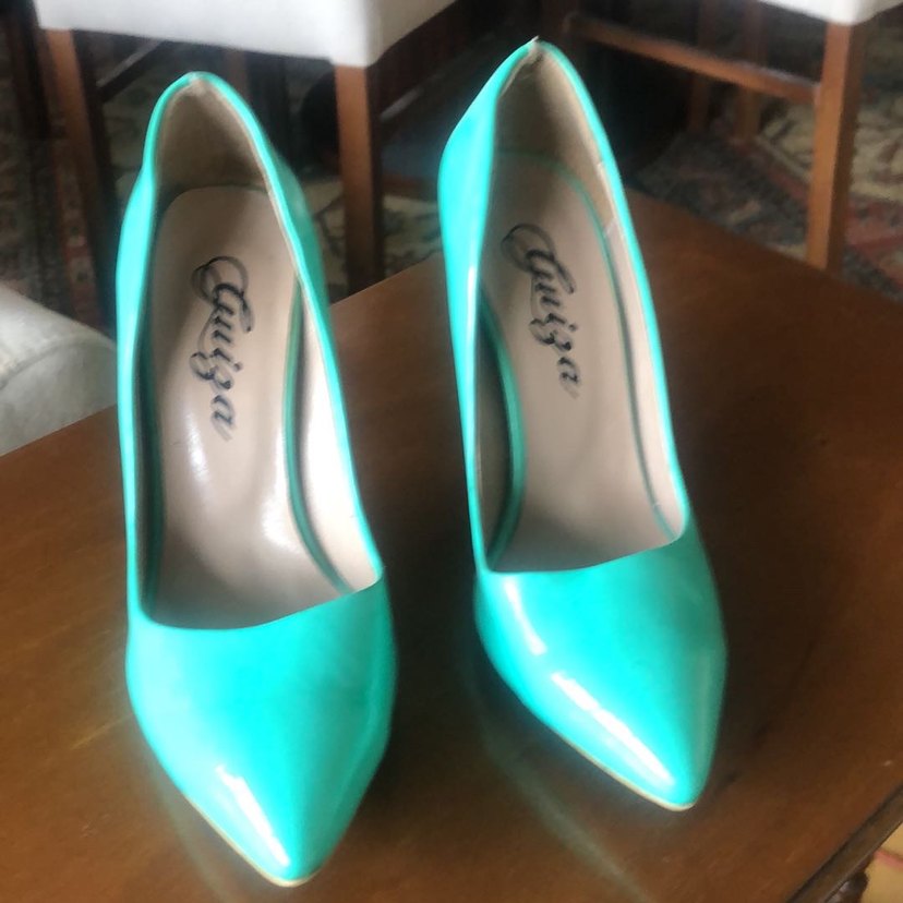 Parlak Turkuaz Stiletto Topuklu Kadın Ayakkabı - Görsel 4