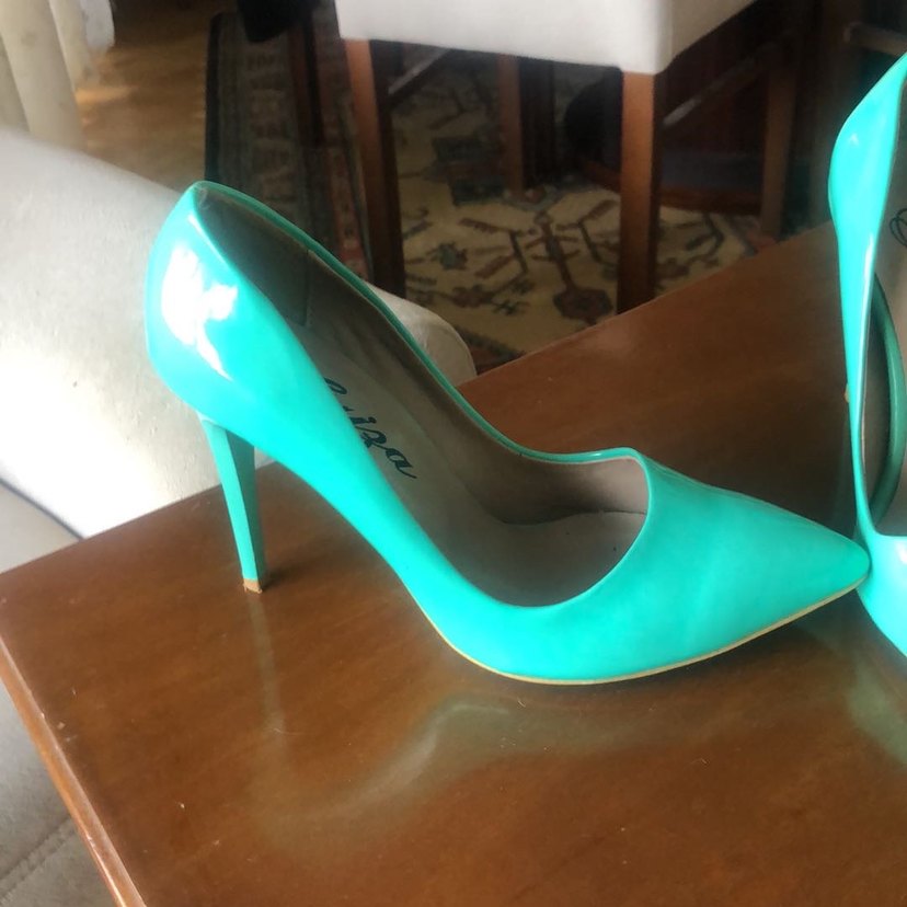 Parlak Turkuaz Stiletto Topuklu Kadın Ayakkabı - Görsel 3