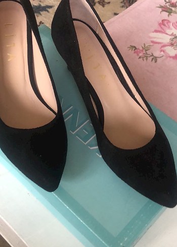 Siyah Süet Bağcıklı Stiletto Topuklu Ayakkabı - Görsel 6