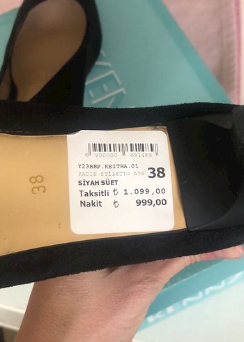 Siyah Süet Bağcıklı Stiletto Topuklu Ayakkabı - Görsel 4