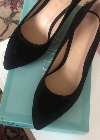 Siyah Süet Bağcıklı Stiletto Topuklu Ayakkabı - Görsel 7