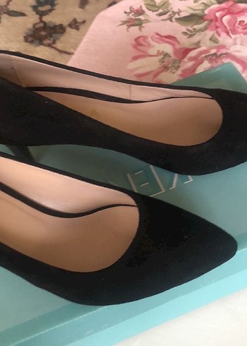 Siyah Süet Bağcıklı Stiletto Topuklu Ayakkabı - Görsel 5