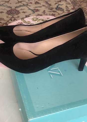 Siyah Süet Bağcıklı Stiletto Topuklu Ayakkabı - Görsel 2