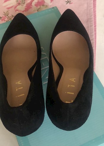 Siyah Süet Bağcıklı Stiletto Topuklu Ayakkabı - Görsel 3