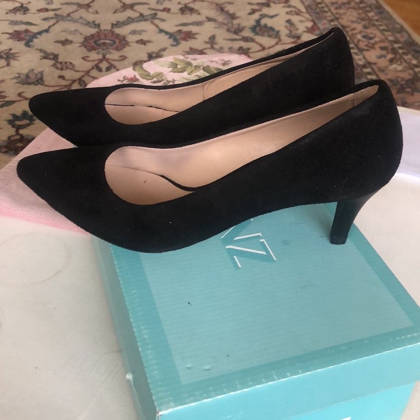 Siyah Süet Bağcıklı Stiletto Topuklu Ayakkabı - Görsel 2