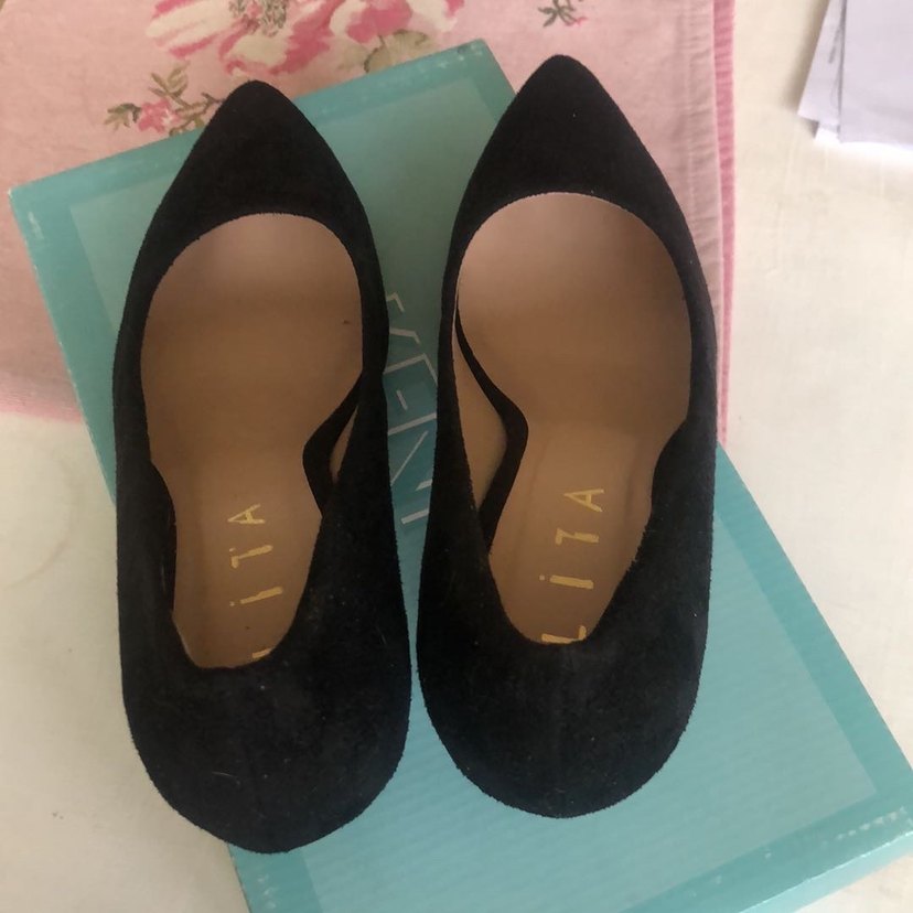 Siyah Süet Bağcıklı Stiletto Topuklu Ayakkabı - Görsel 3