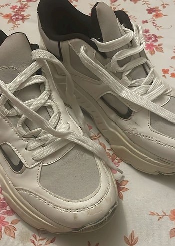 Beyaz Bağcıklı Stiletto Topuklu Sneakers - Görsel 5