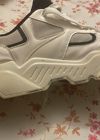 Beyaz Bağcıklı Stiletto Topuklu Sneakers - Görsel 4