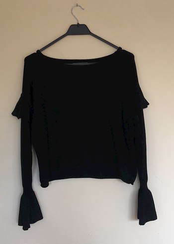 Kadın Siyah Örgü Uzun Kollu Bluz - Görsel 2