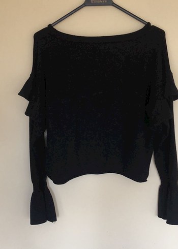 Kadın Siyah Örgü Uzun Kollu Bluz - Görsel 6