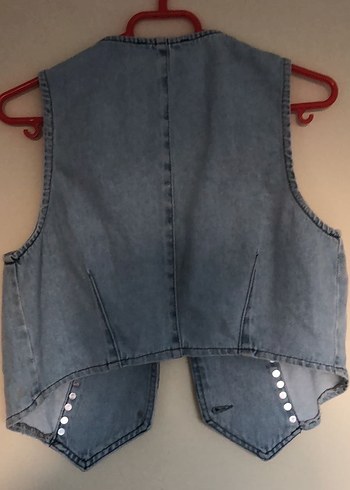 Düğmeli Kolsuz Denim Yelek boy 45 en 40 - Görsel 6