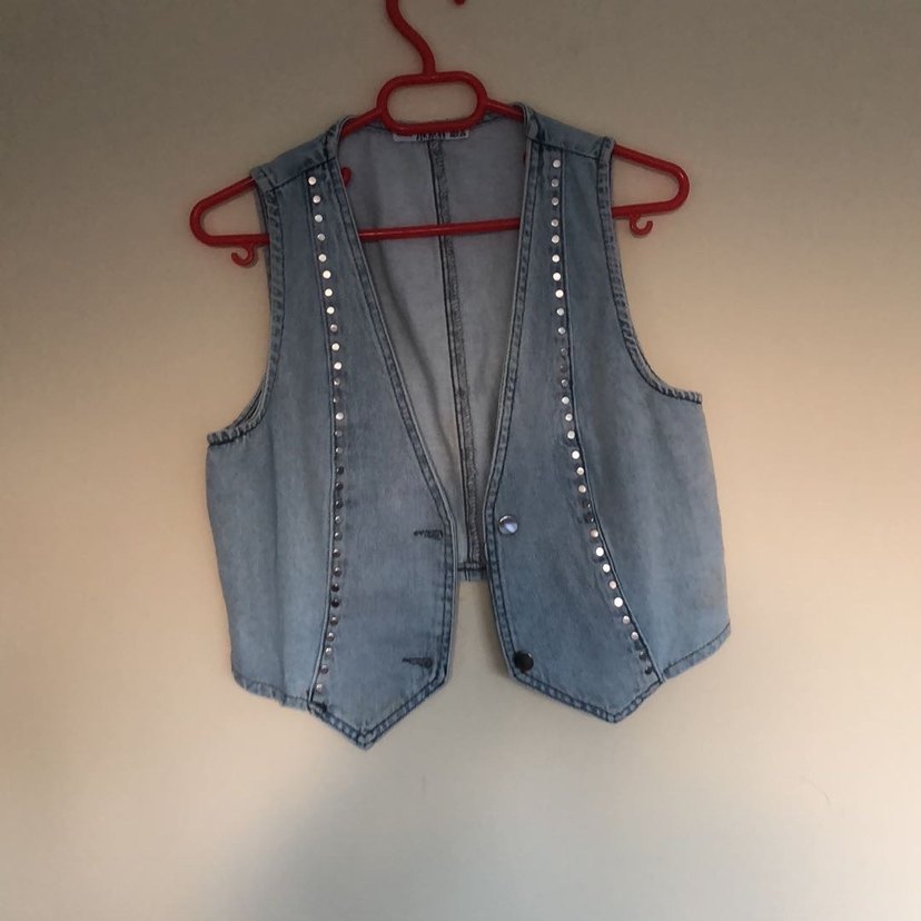 Düğmeli Kolsuz Denim Yelek boy 45 en 40 - Görsel 2