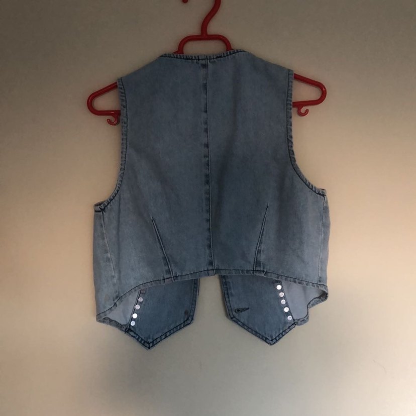 Düğmeli Kolsuz Denim Yelek boy 45 en 40 - Görsel 5