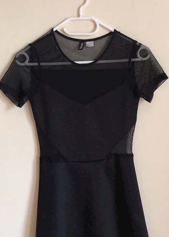 Siyah Transparan Detaylı Midi Gotik Elbise - Görsel 2