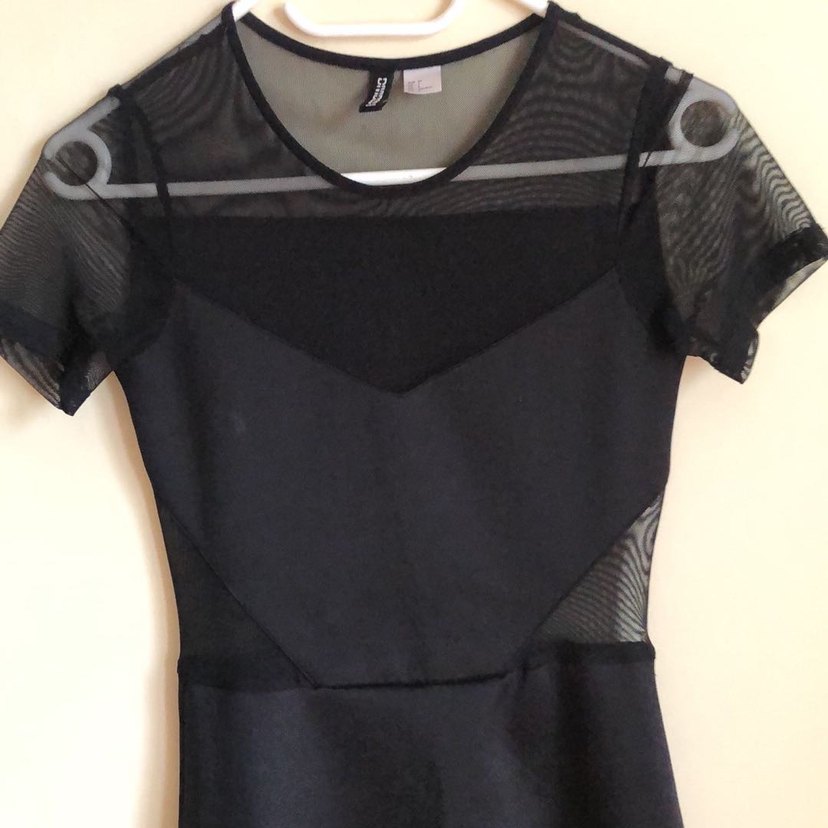 Siyah Transparan Detaylı Midi Gotik Elbise - Görsel 3