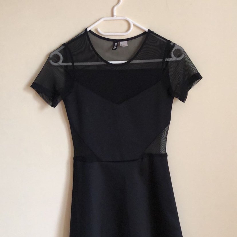 Siyah Transparan Detaylı Midi Gotik Elbise - Görsel 2