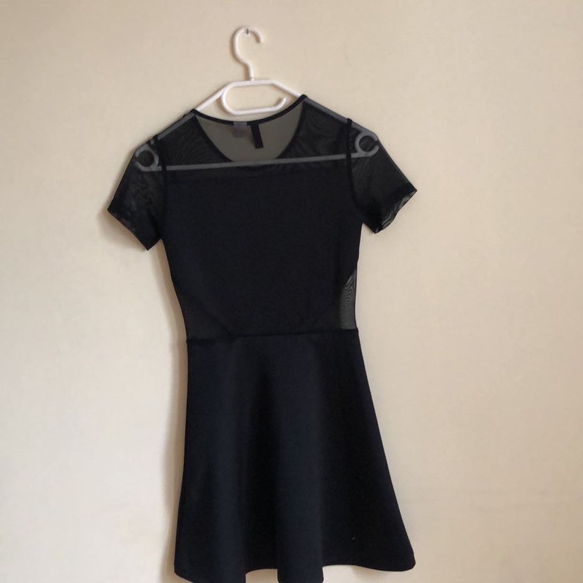 Siyah Transparan Detaylı Midi Gotik Elbise - Görsel 4