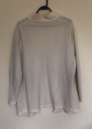 Düğmeli Beyaz Midi Keten Kadın Hırka boy 80 en 60 - Görsel 5