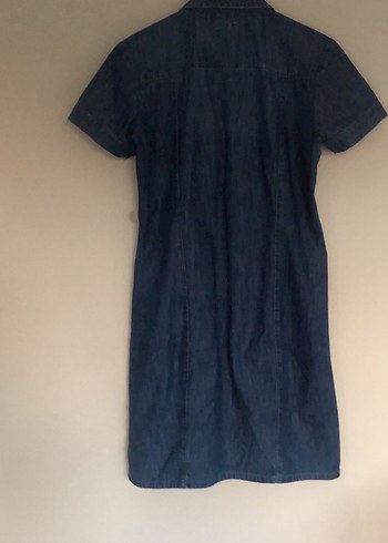 Denim Kadın Gömlek, Düğmeli, Lacivert - Görsel 3