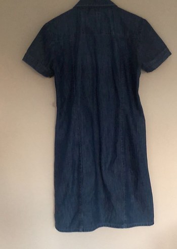 Denim Kadın Gömlek, Düğmeli, Lacivert - Görsel 4