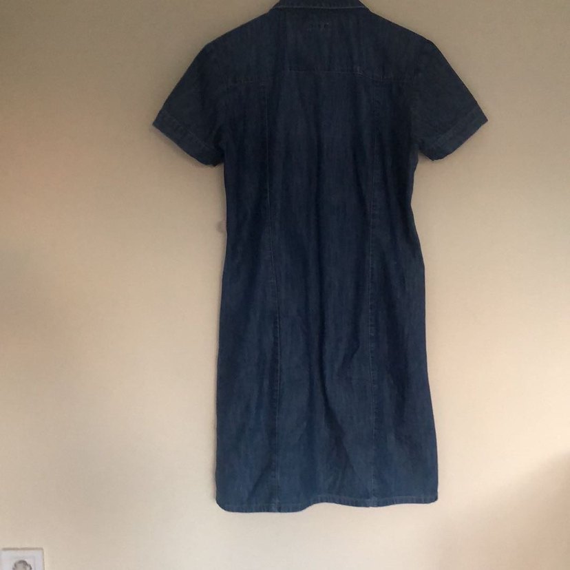 Denim Kadın Gömlek, Düğmeli, Lacivert - Görsel 3