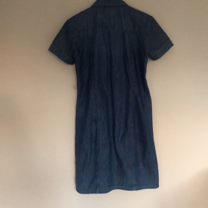 Denim Kadın Gömlek, Düğmeli, Lacivert - Görsel 4