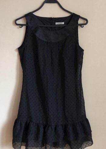 Siyah Midi Kolsuz Fırfırlı Elbise boy 85 en 40 - Görsel 5