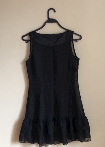 Siyah Midi Kolsuz Fırfırlı Elbise boy 85 en 40 - Görsel 6