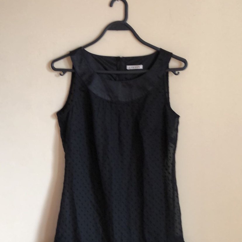 Siyah Midi Kolsuz Fırfırlı Elbise boy 85 en 40 - Görsel 2