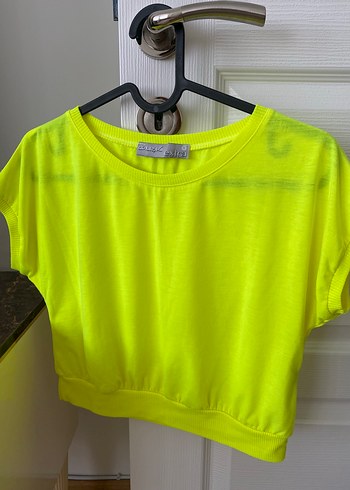 Sarı Kısa Kollu Crop Top