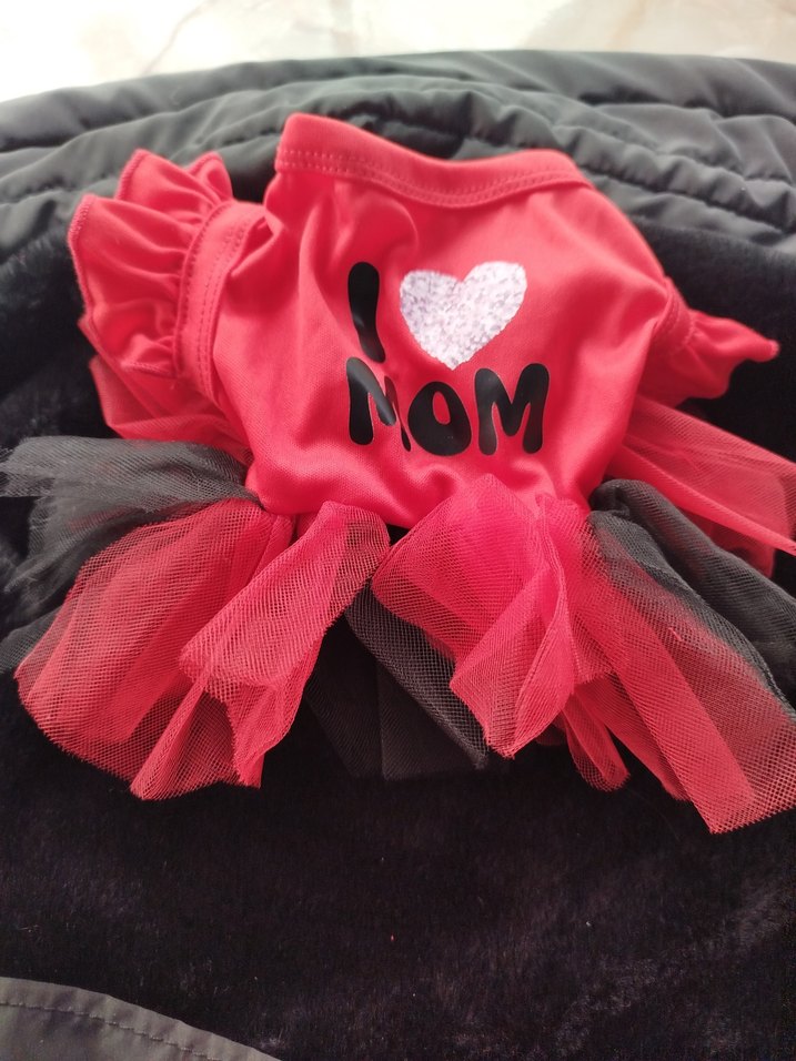 kırmızı Tül  desen iki adet köpek elbise - Görsel 2