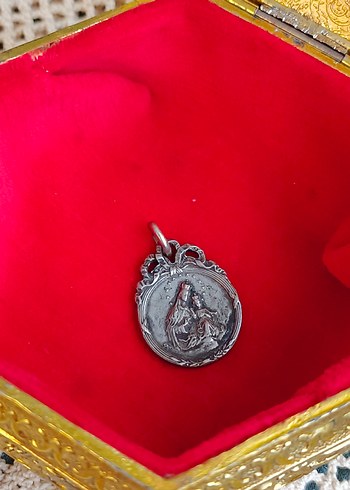 Antika 925 gümüş kolye ucu ikona - Görsel 4