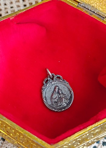 Antika 925 gümüş kolye ucu ikona - Görsel 3