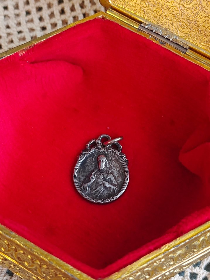 Antika 925 gümüş kolye ucu ikona - Görsel 2