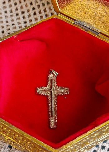 Altın Kaplama Hıristiyan Haçı Kolye Ucu Antika - Görsel 2