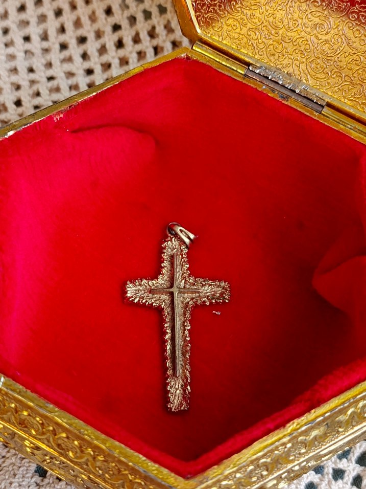 Altın Kaplama Hıristiyan Haçı Kolye Ucu Antika - Görsel 2